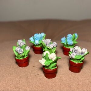 Mini Terracotta Pots- Vintage 1990s Enesco Flowers